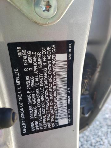 SHHFK7H41HU404005 - 2017 HONDA CIVIC SPOR SILVER photo 10