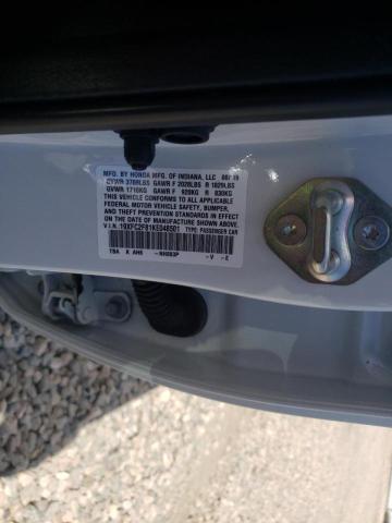 19XFC2F81KE048501 - 2019 HONDA CIVIC SPOR WHITE photo 10