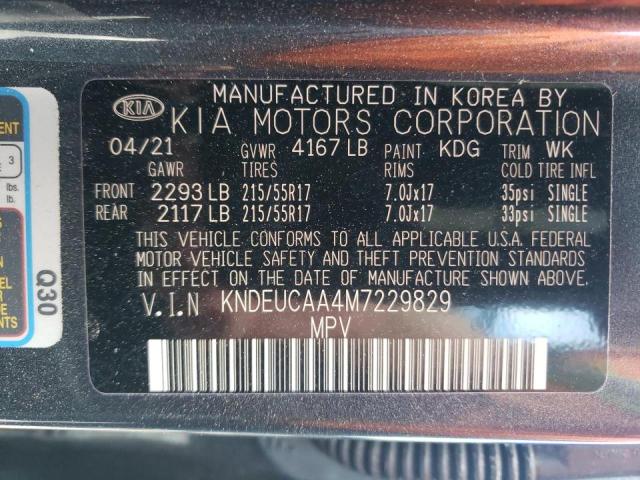 KNDEUCAA4M7229829 - 2021 KIA SELTOS S CHARCOAL photo 10