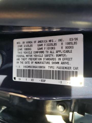 1HGCM56396A108654 - 2006 HONDA ACCORD SE BLUE photo 10