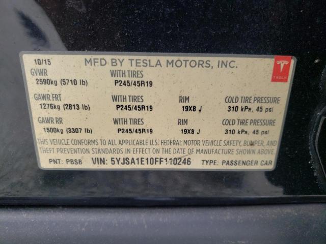 5YJSA1E10FF110246 - 2015 TESLA MODEL S Սև լուսանկար 10