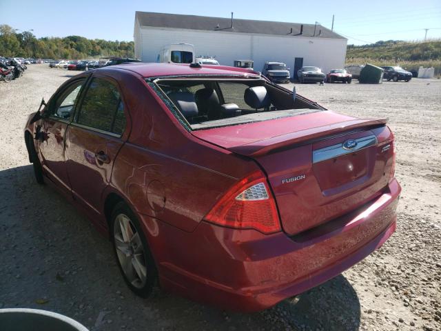 3FAHP0KC2BR341477 - 2011 FORD FUSION SPO BURGUNDY photo 3