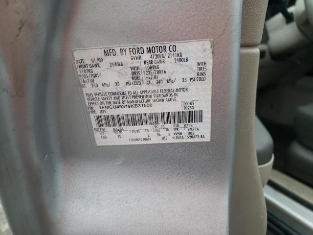 1FMCU49319KB31506 - 2009 FORD ESCAPE HYB SILVER photo 10