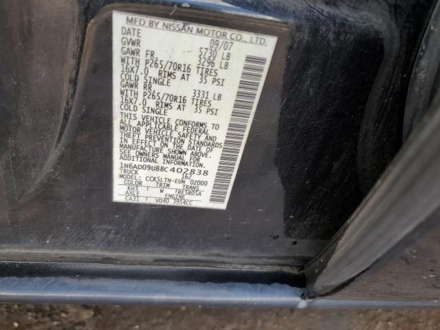 1N6AD09U88C402838 - 2008 NISSAN FRONTIER BLACK photo 10