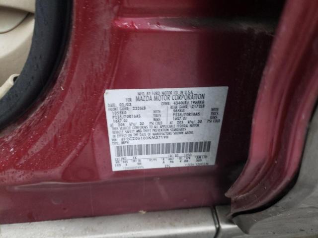 4F2CZ06103KM37198 - 2003 MAZDA TRIBUTE ES მუქწითელი ფოტო 10