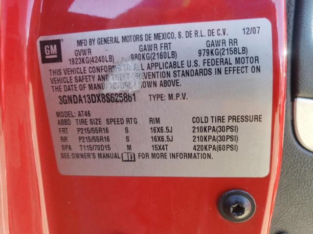 3GNDA13DX8S625861 - 2008 CHEVROLET HHR LS 红色 照片 10