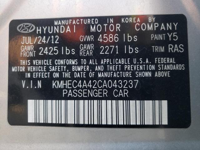 KMHEC4A42CA043237 - 2012 HYUNDAI SONATA HYB SILVER photo 10