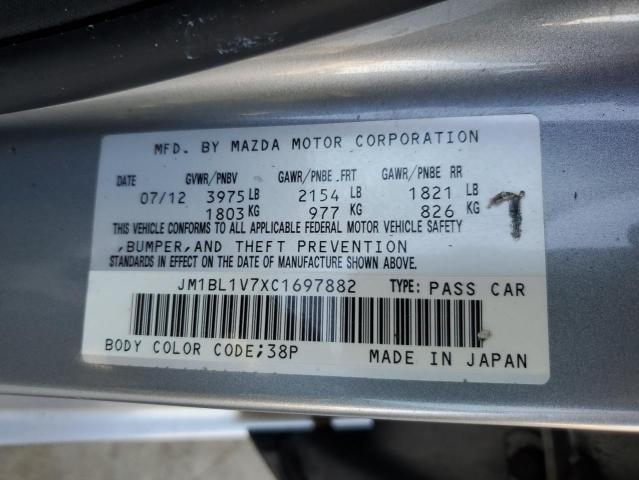 JM1BL1V7XC1697882 - 2012 MAZDA 3 I GRAY photo 10