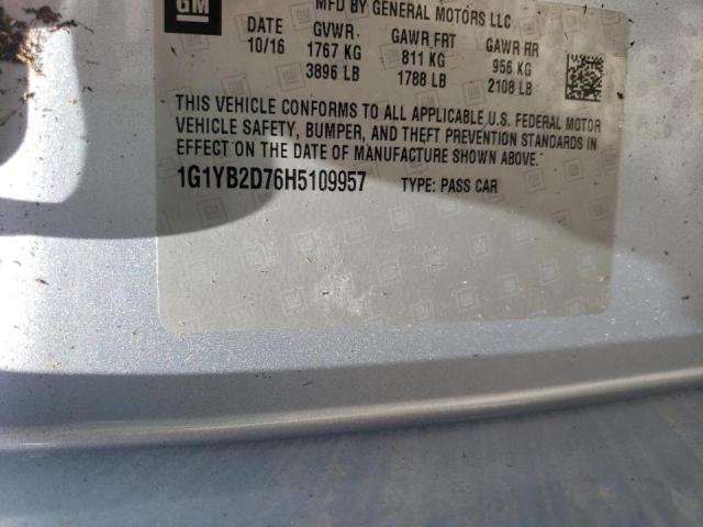 1G1YB2D76H5109957 - 2017 CHEVROLET CORVETTE S BLUE photo 10