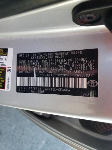 4T1BE46K48U202205 - 2008 TOYOTA CAMRY CE  photo 10