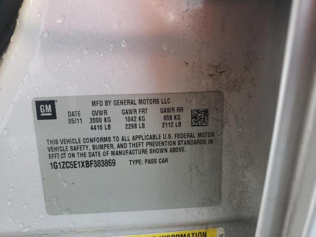 1G1ZC5E1XBF383869 - 2011 CHEVROLET MALIBU 1LT 银色 照片 10