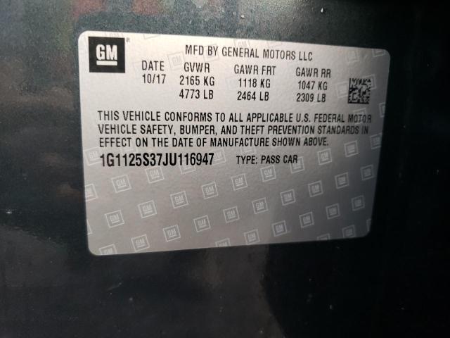 1G1125S37JU116947 - 2018 CHEVROLET IMPALA PRE ვერცხლისფერი ფოტო 10