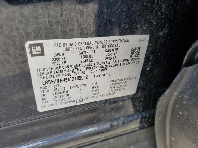 LRBFZNR45MD****** - 2021 BUICK ENVISION E BLUE photo 10