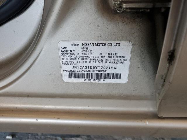 JN1CA31D9YT722156 - 2000 NISSAN MAXIMA GLE BEIGE photo 10