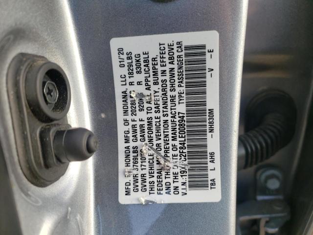 19XFC2F84LE008947 - 2020 HONDA CIVIC SPOR Silber Foto 10