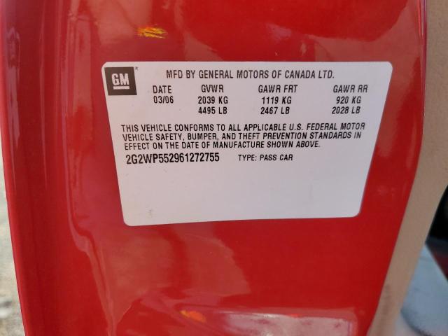 2G2WP552961272755 - 2006 PONTIAC GRAND PRIX წითელი ფოტო 10