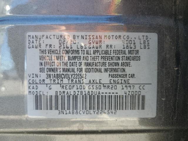 3N1AB8CV0LY226542 - 2020 NISSAN SENTRA SV GRAY photo 10