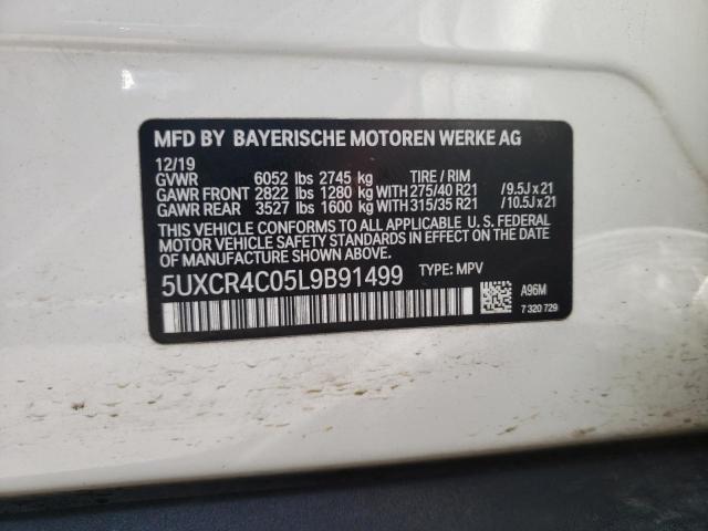 5UXCR4C05L9B91499 - 2020 BMW X5 SDRIVE WHITE photo 10