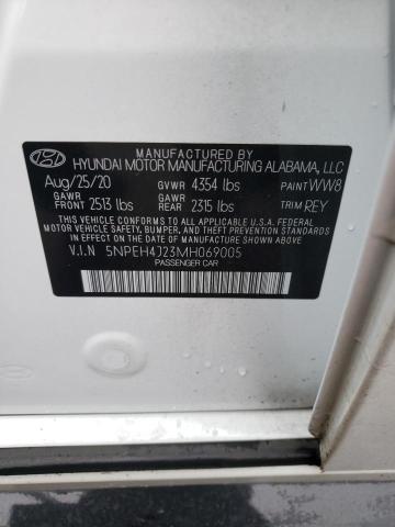 5NPEH4J23MH069005 - 2021 HYUNDAI SONATA LIM WHITE photo 10