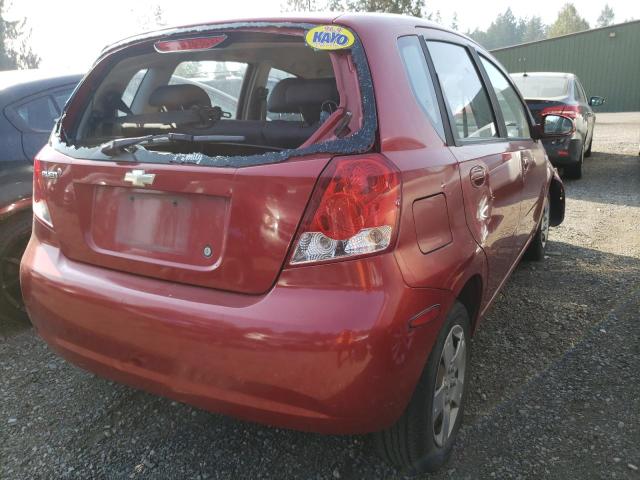 KL1TD66687B723651 - 2007 CHEVROLET AVEO BASE RED photo 4