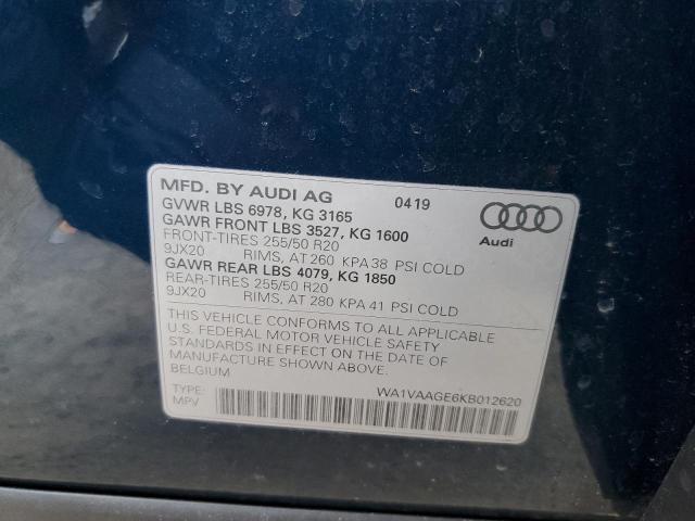 WA1VAAGE6KB012620 - 2019 AUDI E-TRON PRE TEAL photo 10