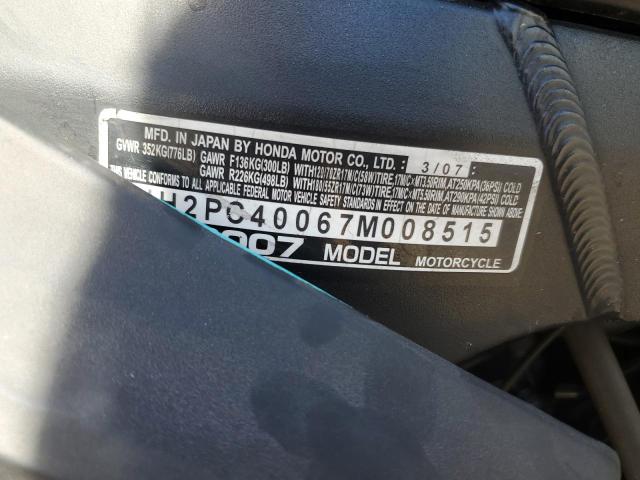 JH2PC40067M008515 - 2007 HONDA CBR600 RR BLACK photo 10