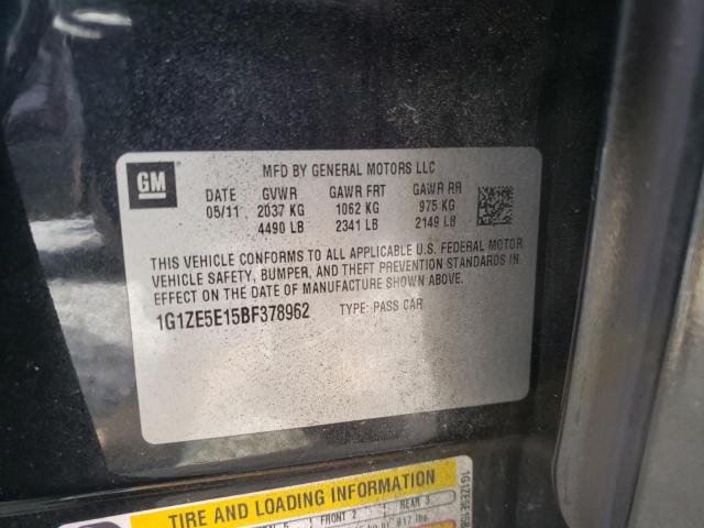 1G1ZE5E15BF378962 - 2011 CHEVROLET MALIBU LTZ შავი ფოტო 10