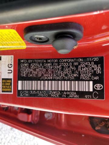 JTDKAMFP6M3178159 - 2021 TOYOTA PRIUS PRIM 红色 照片 10