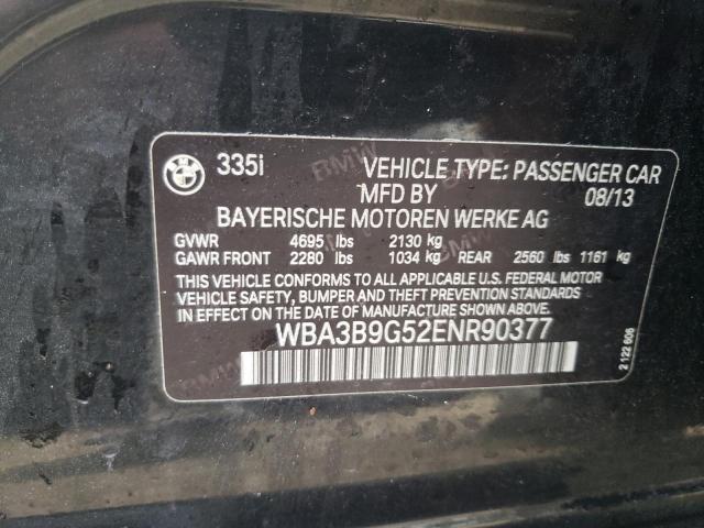 WBA3B9G52ENR90377 - 2014 BMW 335 XI BLACK photo 10