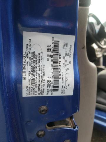 1FAFP34N55W311012 - 2005 FORD FOCUS ZX4 BLUE photo 10