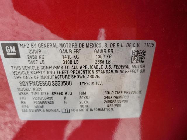 3GYFNCE35GS553580 - 2016 CADILLAC SRX PERFOR 红色 照片 10