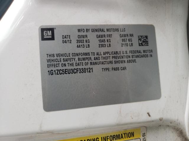 1G1ZC5EU3CF330121 - 2012 CHEVROLET MALIBU 1LT 白色 照片 10