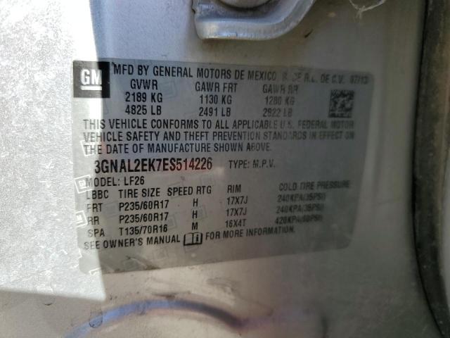 3GNAL2EK7ES514226 - 2014 CHEVROLET CAPTIVA LS 银色 照片 10