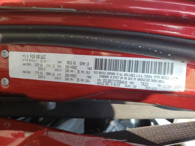 3C6JR6CT1FG584018 - 2015 RAM 1500 SPORT RED photo 10