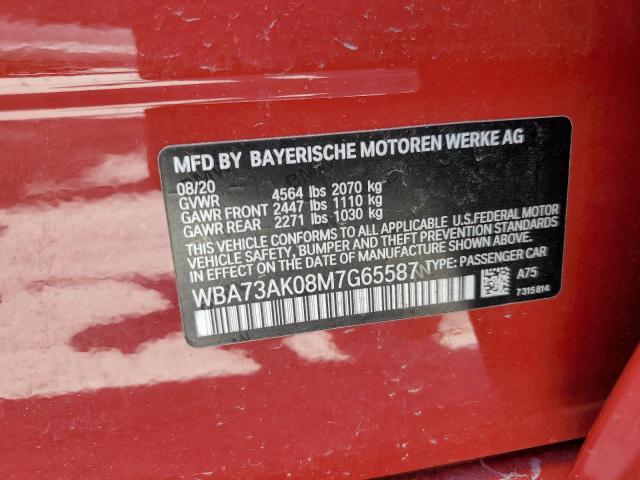 WBA73AK08M7G65587 - 2021 BMW 228XI RED photo 10