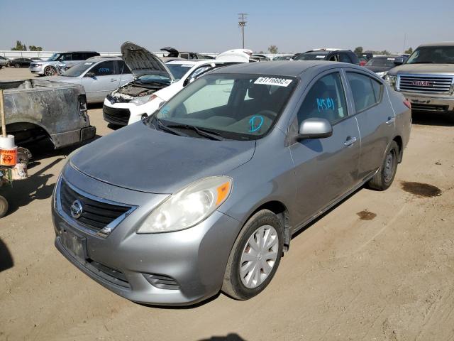 3N1CN7APXCL826593 - 2012 NISSAN VERSA S GRAY photo 2