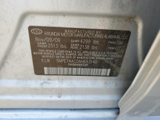 5NPET4AC0AH653140 - 2010 HYUNDAI UK SILVER photo 12