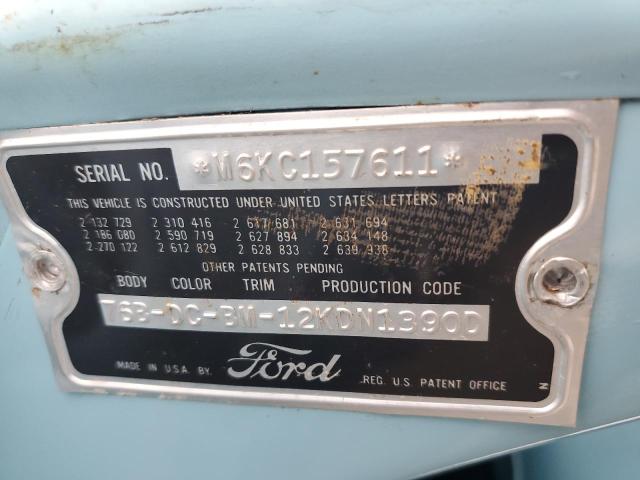 M6KC157611 - 1956 FORD SUNLINER BLUE photo 10