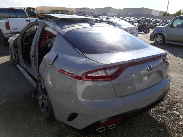 KNAE45LC5K6058437 - 2019 KIA STINGER GT GRAY photo 3