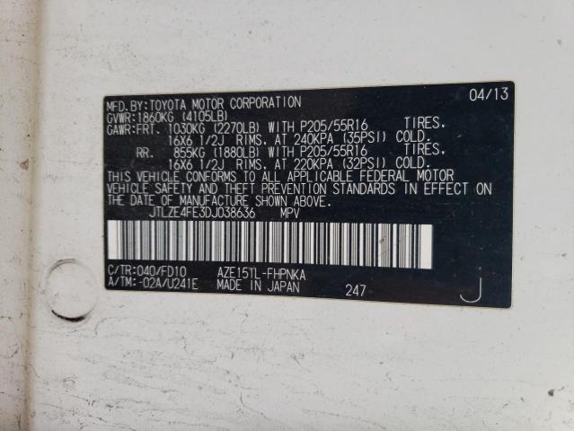 JTLZE4FE3DJ038636 - 2013 TOYOTA SCION XB 白色 照片 10