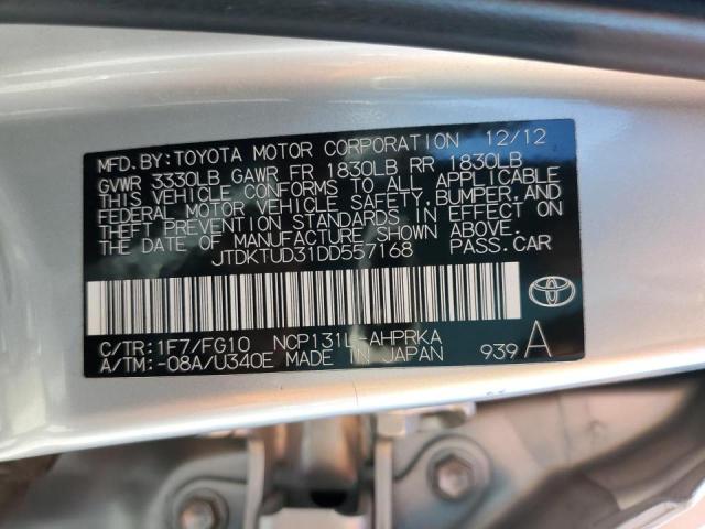 JTDKTUD31DD557168 - 2013 TOYOTA YARIS SILVER photo 10