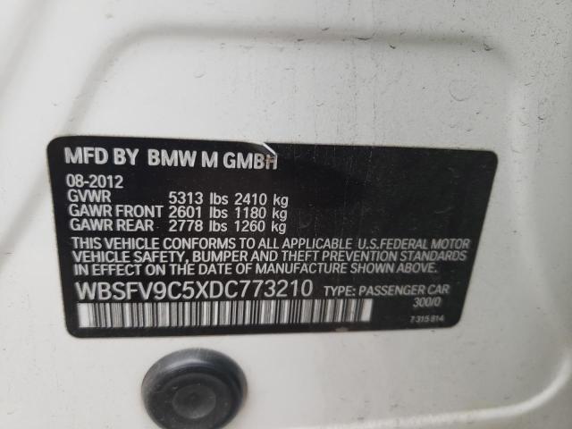 WBSFV9C5XDC773210 - 2013 BMW M5 WHITE photo 10