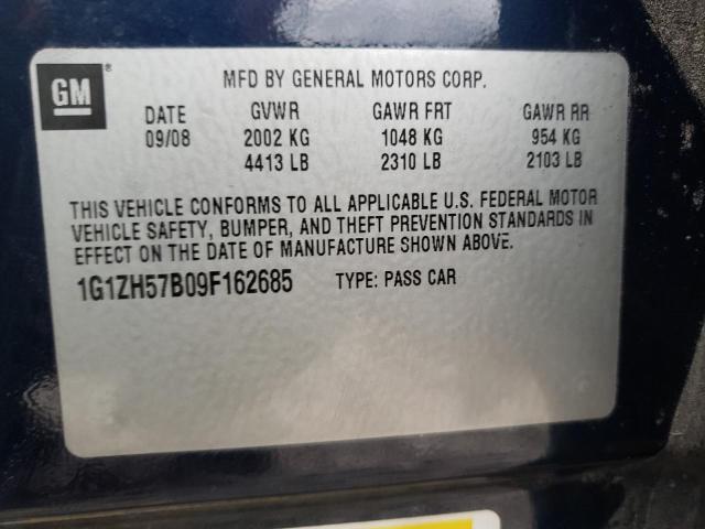 1G1ZH57B09F162685 - 2009 CHEVROLET MALIBU 1LT ლურჯი ფოტო 10