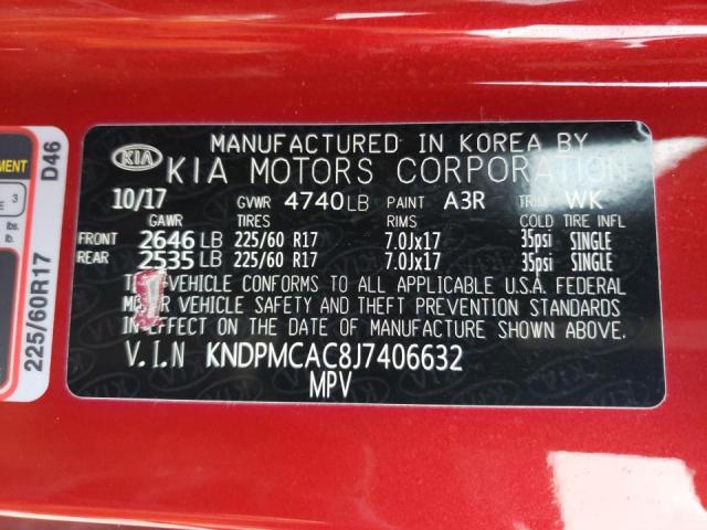 KNDPMCAC8J7406632 - 2018 KIA SPORTAGE L RED photo 10