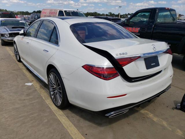 W1K6G7GB7NA119368 - 2022 MERCEDES-BENZ S 580 4MAT WHITE photo 3