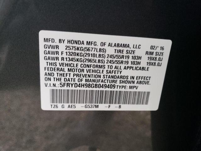 5FRYD4H98GB049409 - 2016 ACURA MDX ADVANC 绿色 照片 10