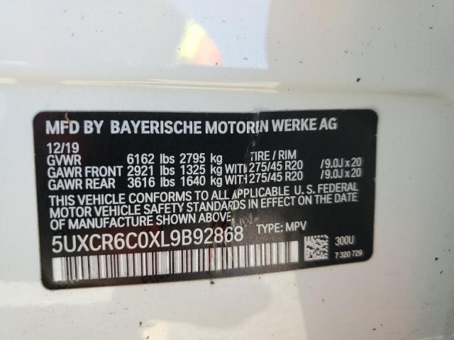 5UXCR6C0XL9B92868 - 2020 BMW X5 XDRIVE4 白色 照片 10
