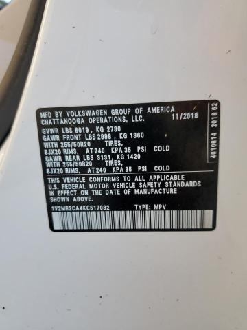 1V2MR2CA4KC517082 - 2019 VOLKSWAGEN ATLAS SEL Ağ foto 10