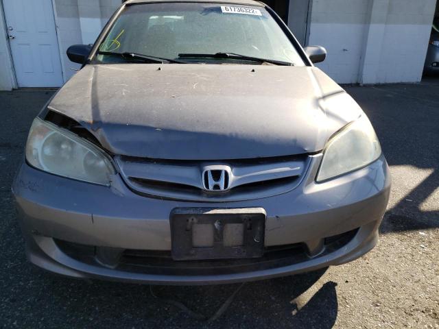 2HGES25765H622088 - 2005 HONDA CIVIC EX GRAY photo 9