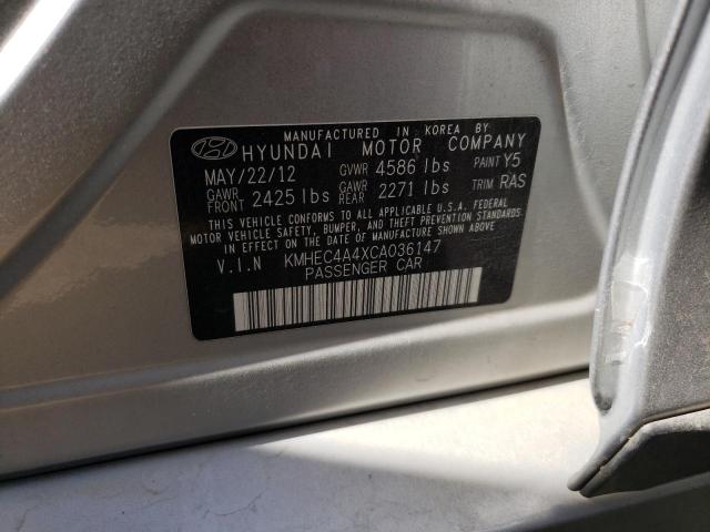 KMHEC4A4XCA036147 - 2012 HYUNDAI SONATA HYB SILVER photo 10